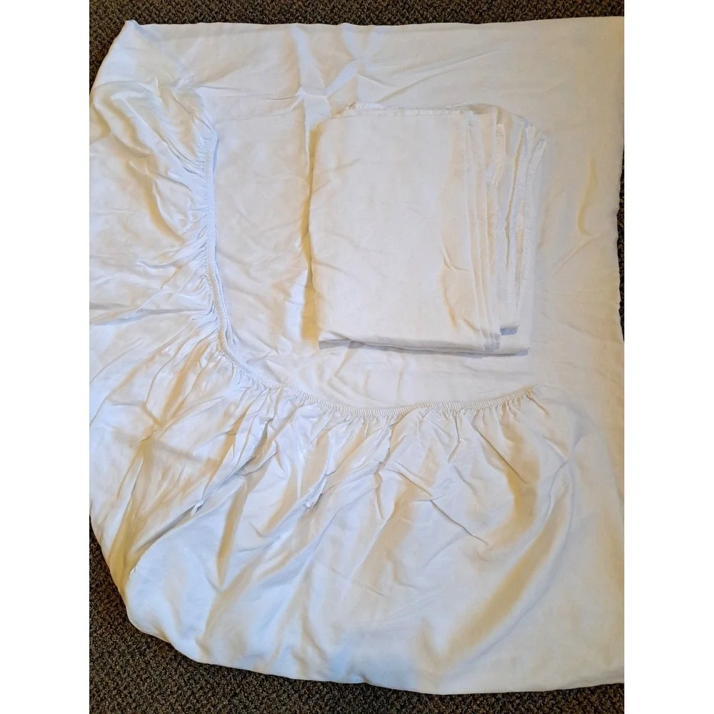 AmeriDown White 100% Lyocell/Tencel Sheet Set 2 Pieces Fitted Flat Sheets Queen